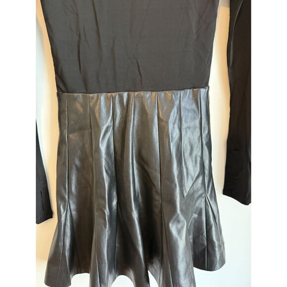 Alice + Olivia Chara Long Sleeve Minidress Faux Leather Black Size 2 $395 [jb] - Picture 7 of 10